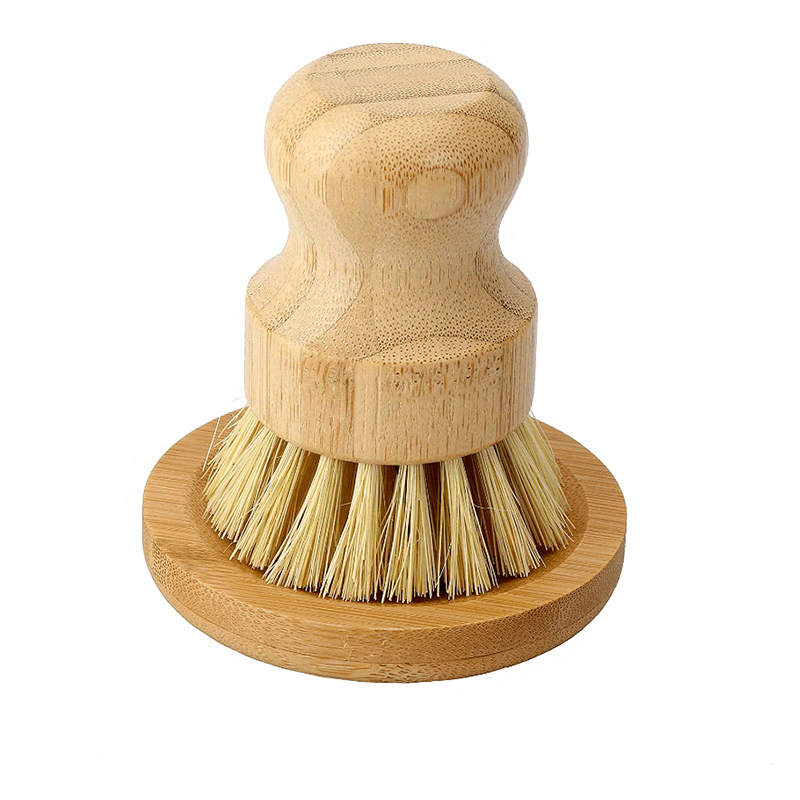 Dish Brush Bamboo - 竹製食器洗いブラシ1セット、石鹸皿付きキッチン木製食器洗いブラシ、食器、鋳鉄製フライパン、鍋の洗浄用ブラシ