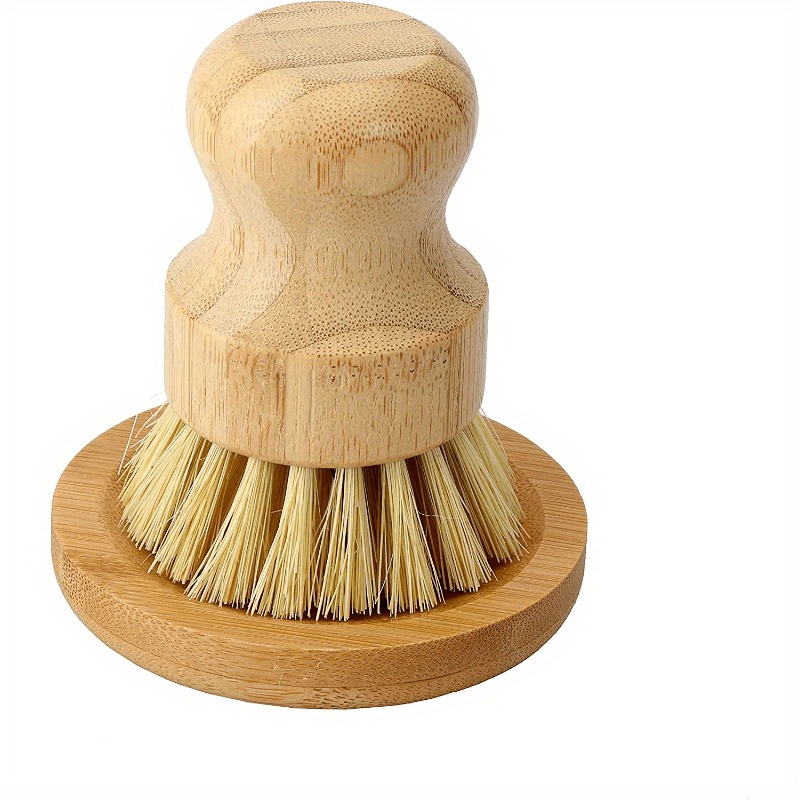 Dish Brush Bamboo - 竹製食器洗いブラシ、石鹸置き付きキッチン木製食器洗いブラシ、食器洗い用ブラシ、鋳鉄製フライパンや鍋の洗浄用ブラシ
