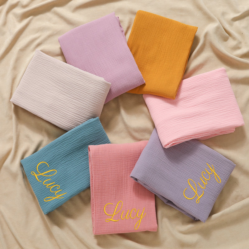 Cloth Diaper Insert - パーソナライズされた名前刺繍カスタムベビーコットンモスリンベビーおくるみラップ新生児受信ブランケットモスリンおむつげっぷ布
