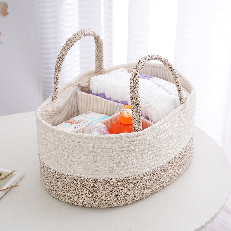 Cloth Diaper Insert - 折りたたみ式おむつキャディー整理用コットンロープおむつバッグポータブルママバッグベビーおむつ哺乳瓶おもちゃ収納バスケット