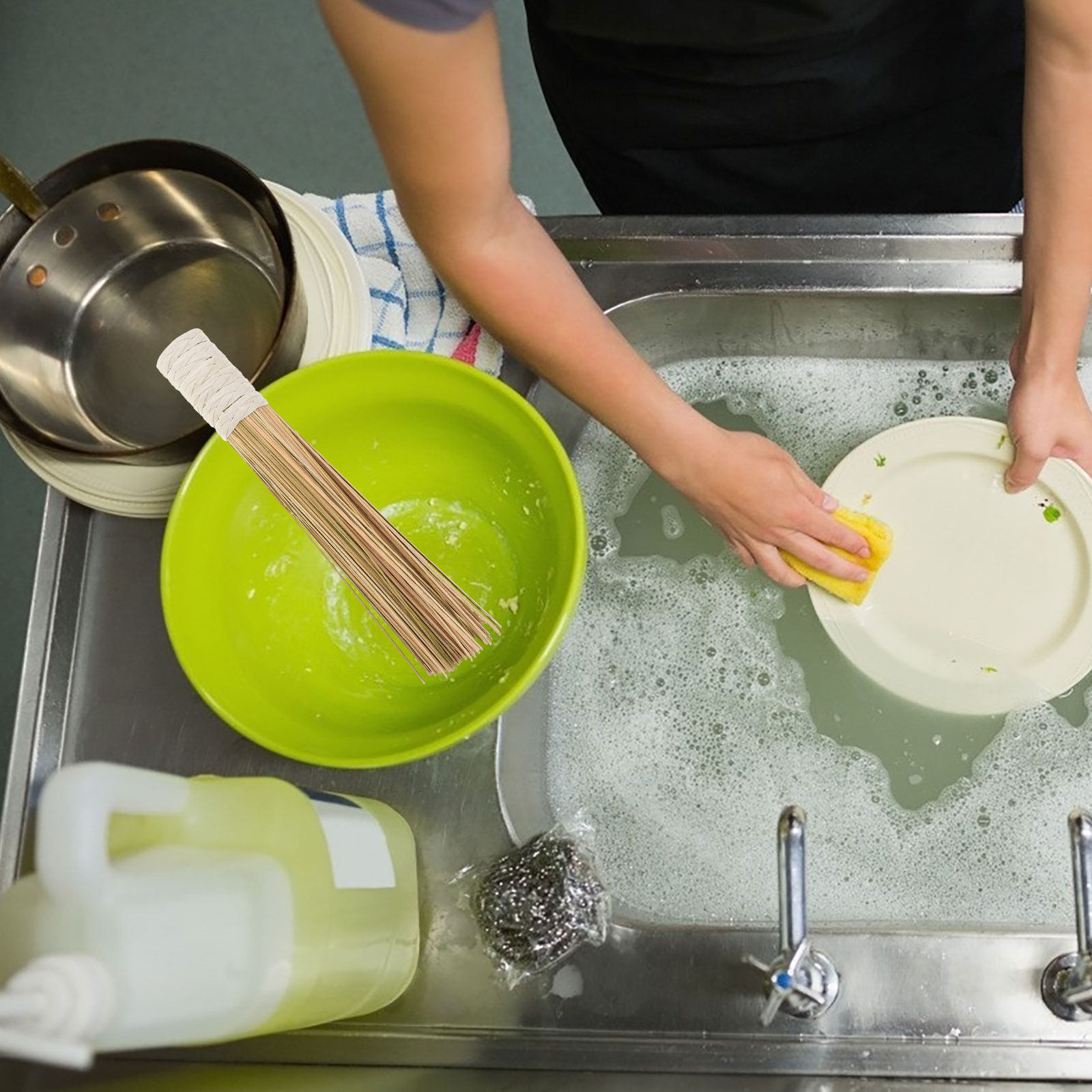 2個入り洗浄製品ブラシ、洗い物用ブラシ（ハンドル付き）、竹製 - Dish Brush Bamboo のレビューと価格