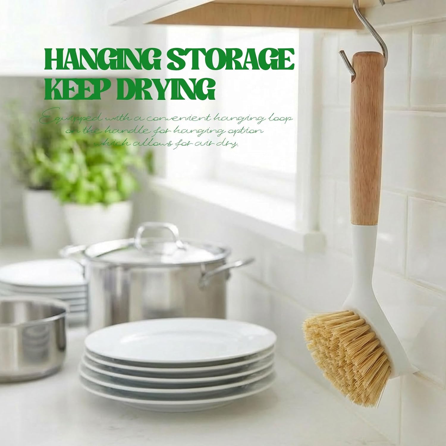 6個入り竹製食器洗いブラシ＆スポンジセット、天然サイザル麻と - Dish Brush Bamboo のレビューと価格
