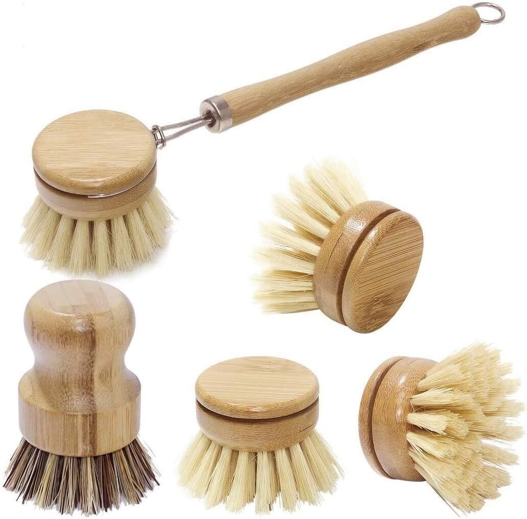 竹皿スクラブブラシ、キッチン木製クリーニングスクラバー、鋳鉄 - Dish Brush Bamboo のレビューと価格
