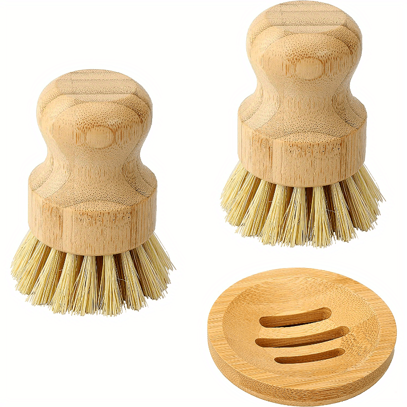 竹製食器洗いブラシ1セット、石鹸皿付きキッチン木製食器洗いブ - Dish Brush Bamboo のレビューと価格