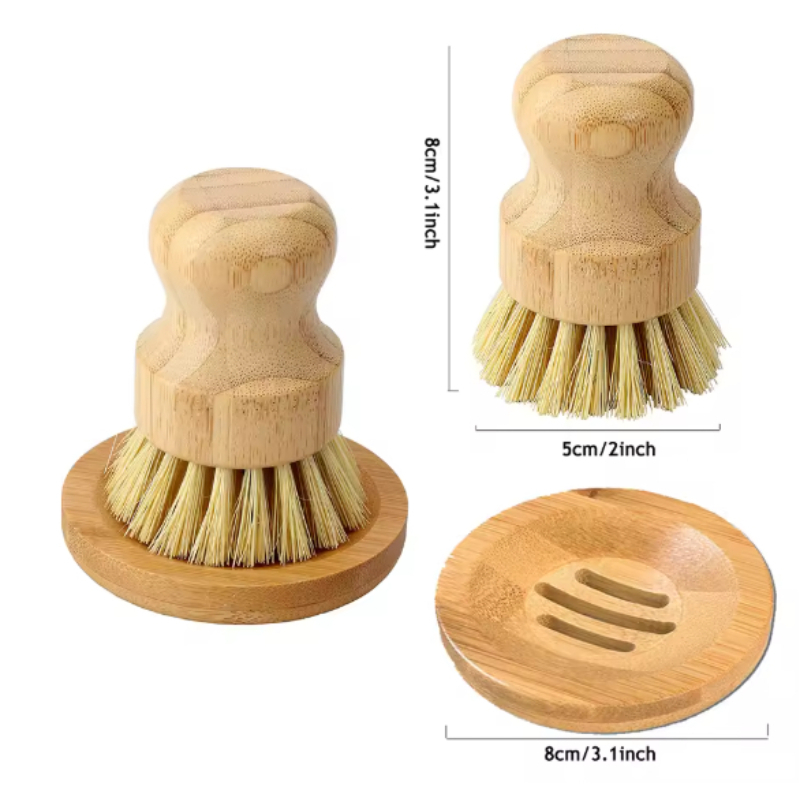 竹製食器洗いブラシ1セット、石鹸皿付きキッチン木製食器洗いブ - Dish Brush Bamboo のレビューと価格