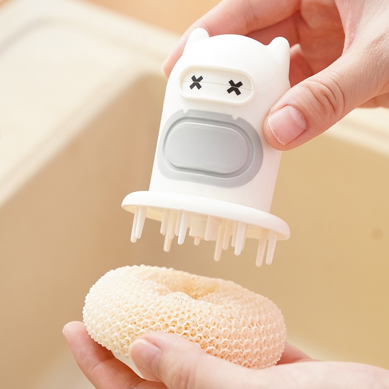 キッチン用漫画柄プレス式ボトルブラシ、自動液体吐出機能付き、 - Dish Brush Bamboo のレビューと価格