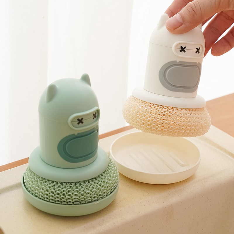 キッチン用漫画柄プレス式ボトルブラシ、自動液体吐出機能付き、 - Dish Brush Bamboo のレビューと価格