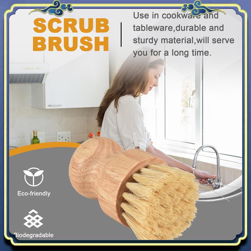 A56P-竹ディッシュブラシ 2 個竹ミニスクラブブラシポッ - Dish Brush Bamboo のレビューと価格
