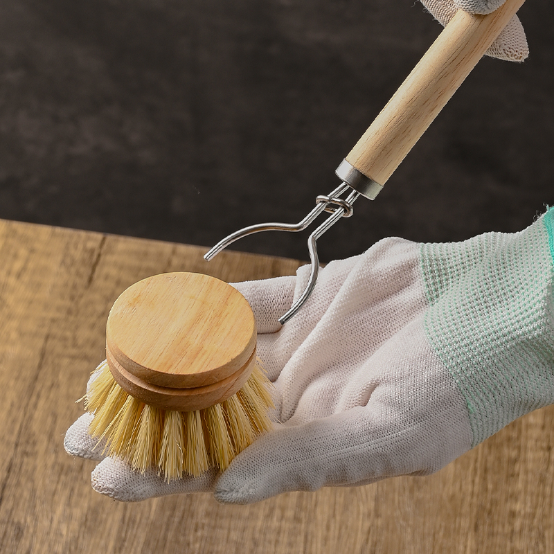 木製ハンドルの食器洗いブラシセット、交換用サイザルヘッド3個 - Dish Brush Bamboo のレビューと価格