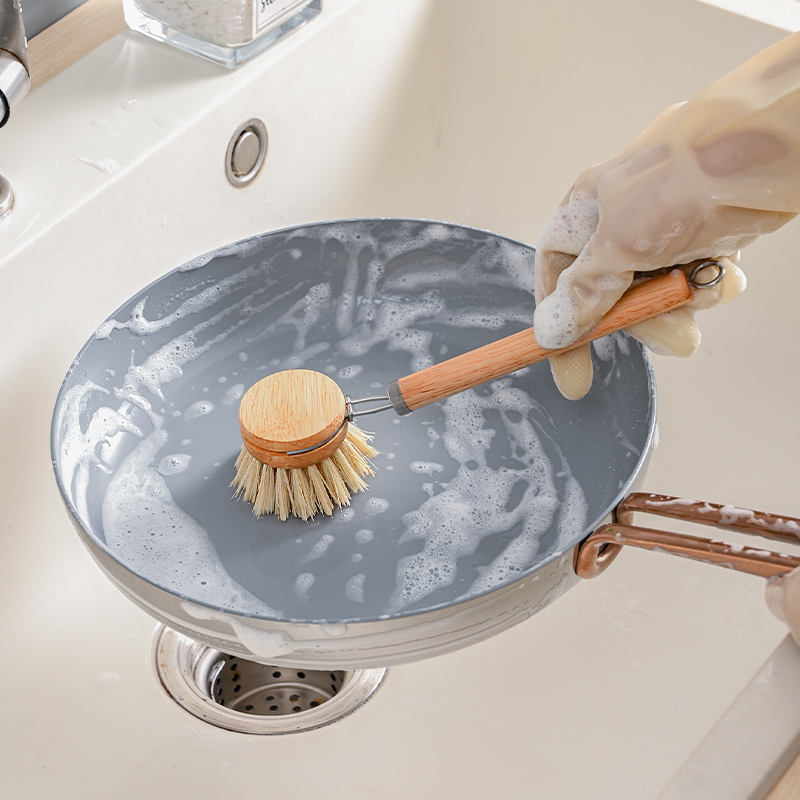 木製ハンドルの食器洗いブラシセット、交換用サイザルヘッド3個 - Dish Brush Bamboo のレビューと価格