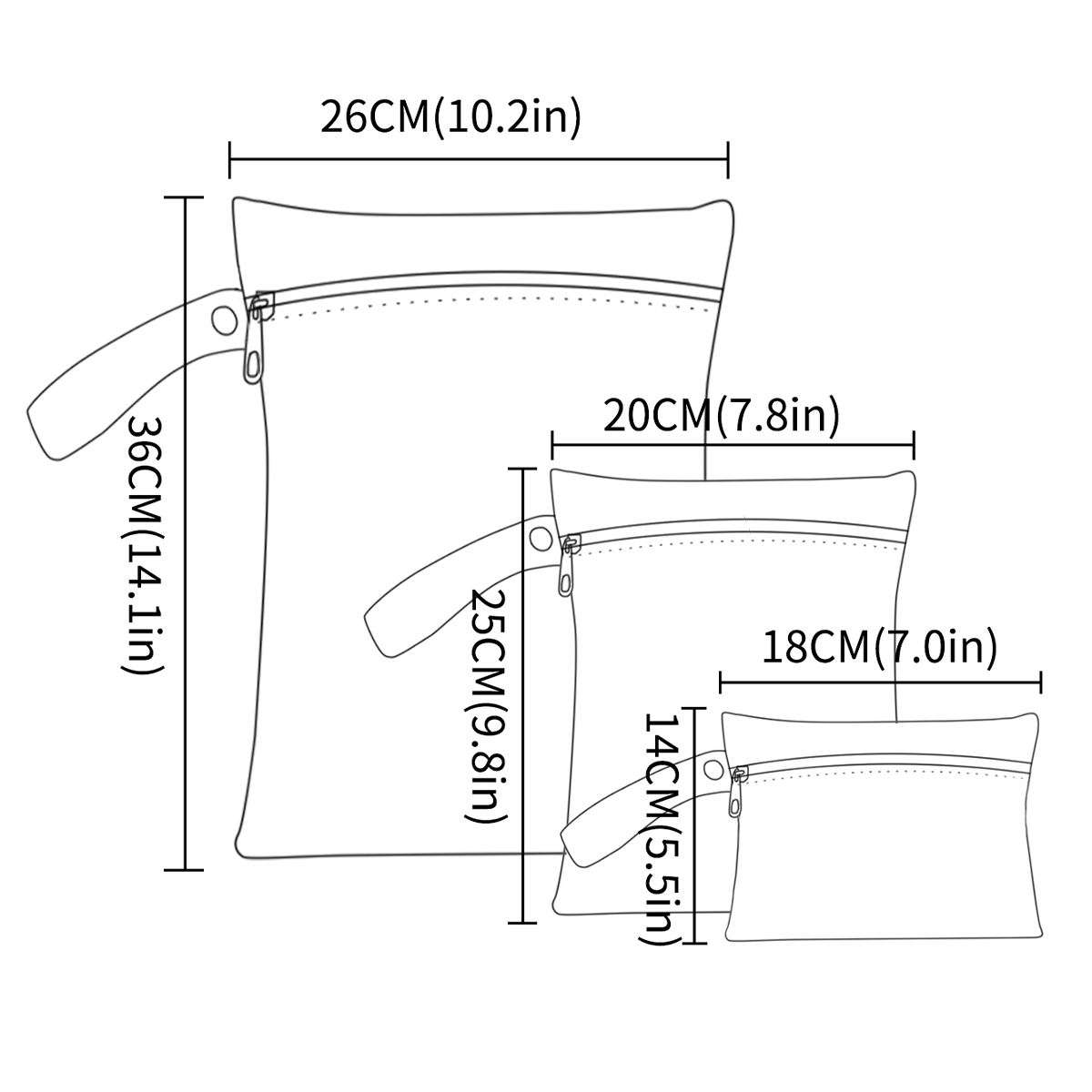 3 ピース/S 異なるサイズ防水ウェットバッグウェットドライ - Cloth Diaper Insert のレビューと価格