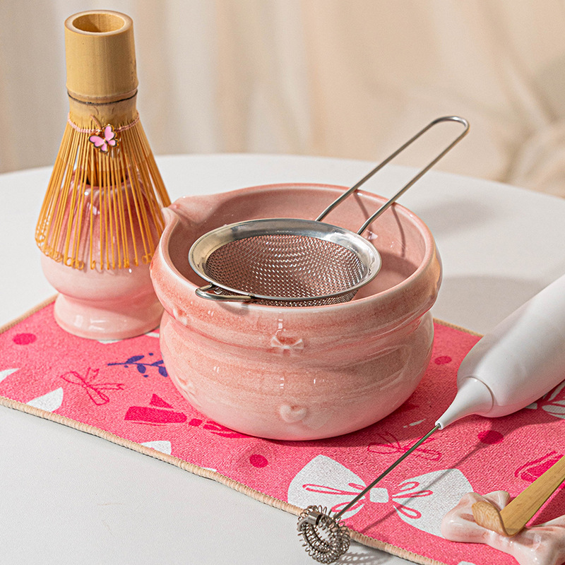日本の抹茶セット8点、陶器の茶碗、竹製の抹茶泡立て器、スプー - Dish Brush Bamboo のレビューと価格