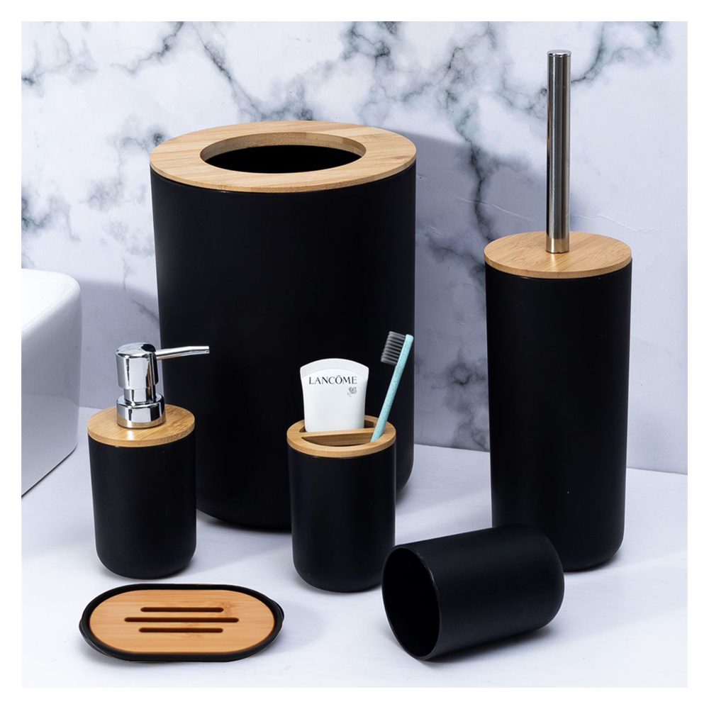 石鹸ディスペンサーボトル皿、洗面所のゴミ箱、歯ブラシホルダー - Dish Brush Bamboo のレビューと価格