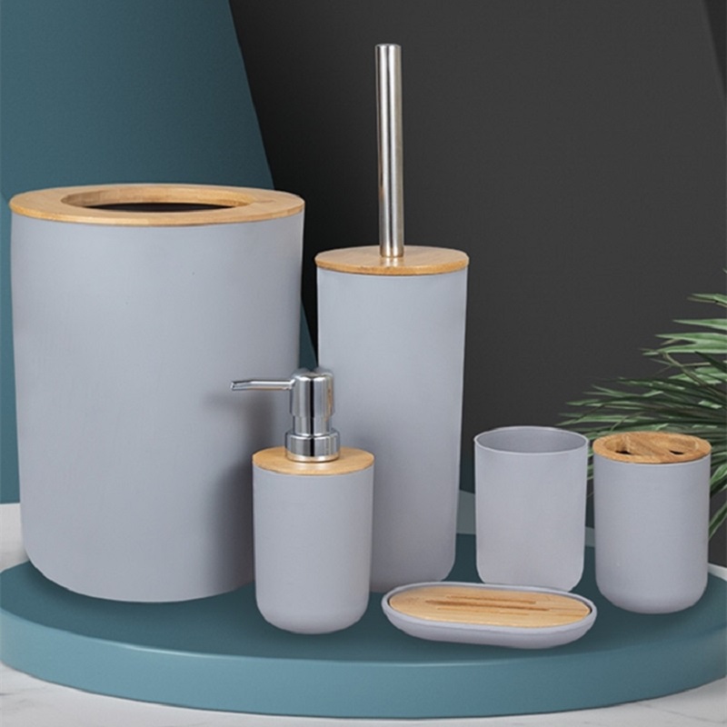 石鹸ディスペンサーボトル皿、洗面所のゴミ箱、歯ブラシホルダー - Dish Brush Bamboo のレビューと価格